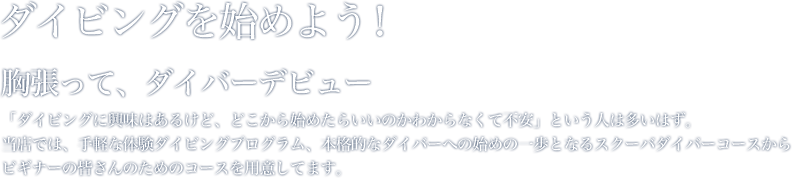 ダイビングを始めよう！胸張って、ダイバーデビュー